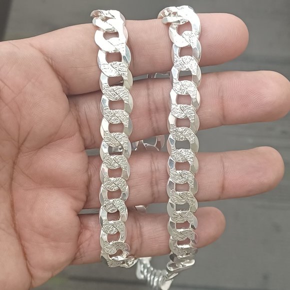 925 Sterling silver Cuban daimond cut chain